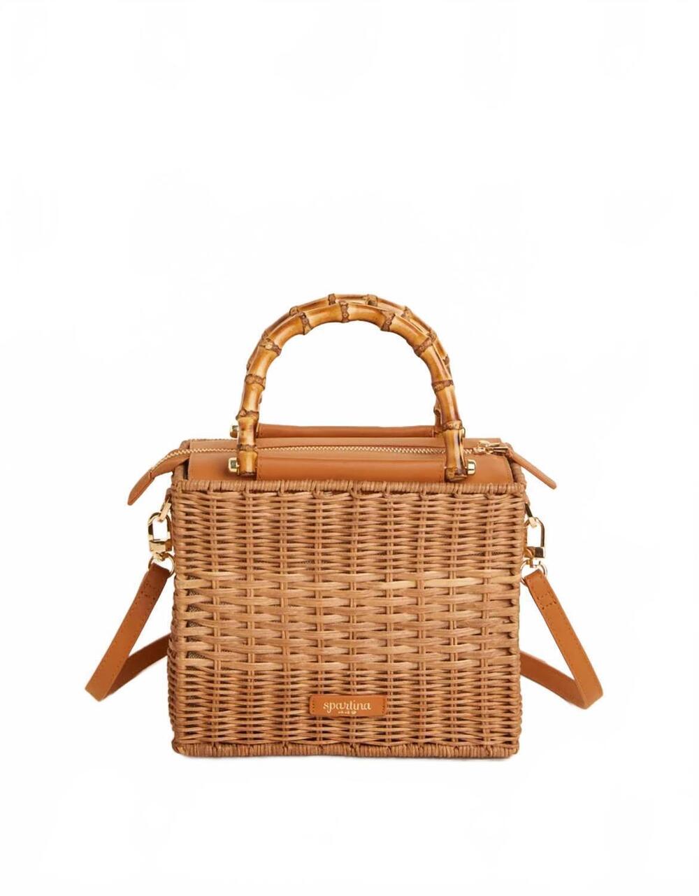 NEW SPARTINA 449 women's bamboo rattan satchel in nutmeg